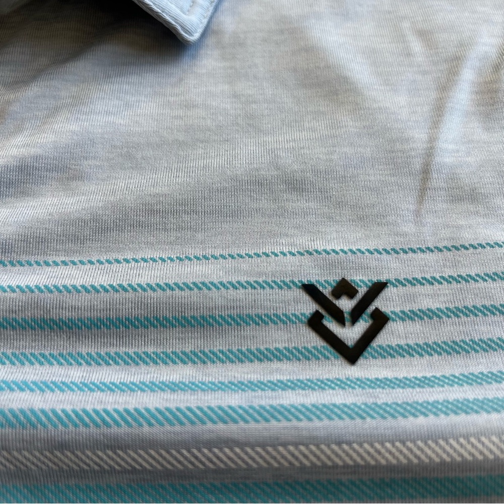 Veece Men’s XXL Polo Shirt Gray Striped Performance Stretch - Picture 2 of 10